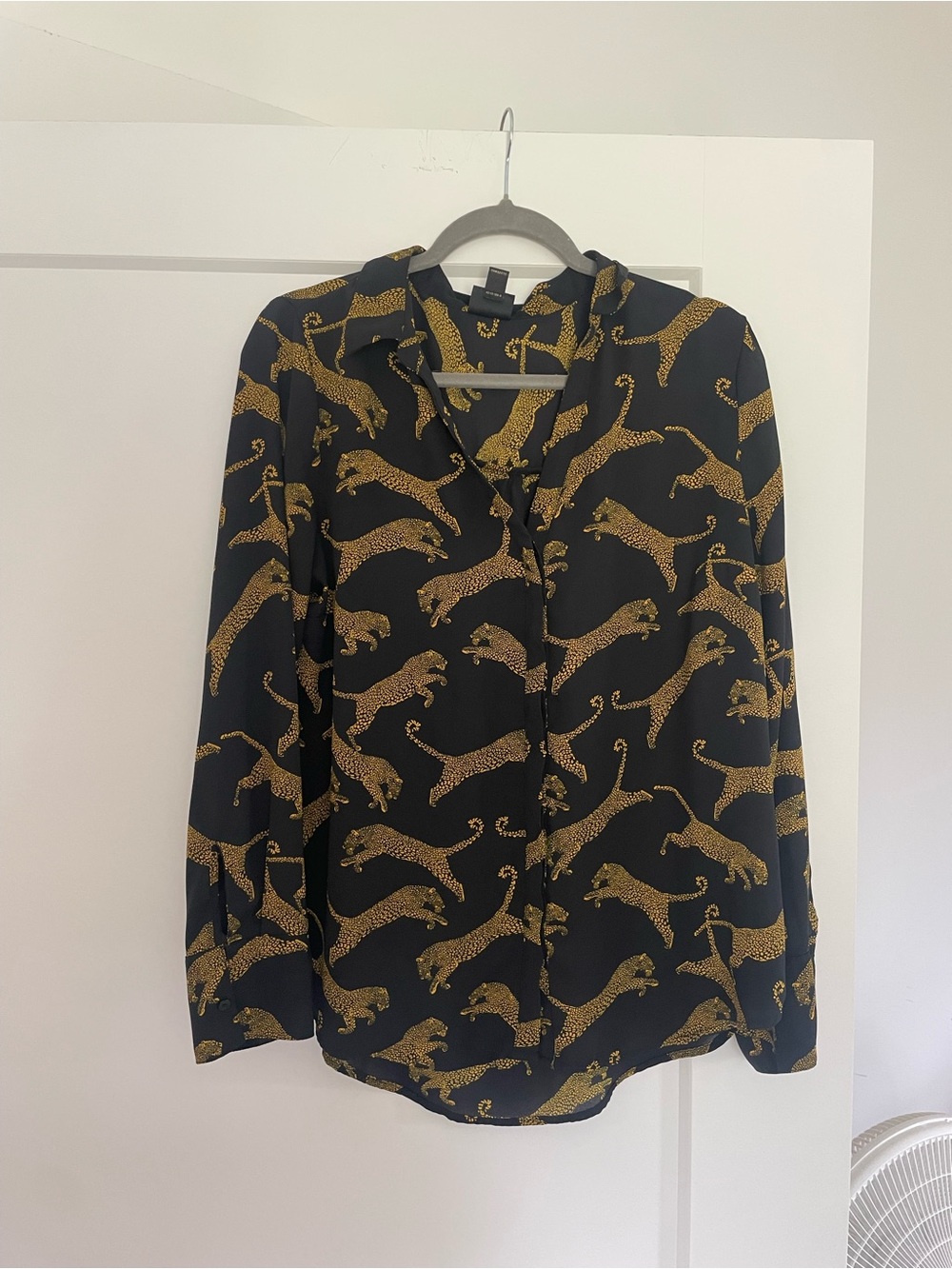 Worthington Black Blouse with Gold Animal Print